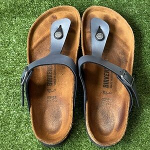 Birkenstock Navy and Tan Thong Sandals